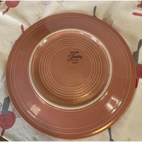Fiestaware 2 Retired Rose 10 ½” Inch Classic Rim Dinner Plates - Picture 7 of 9